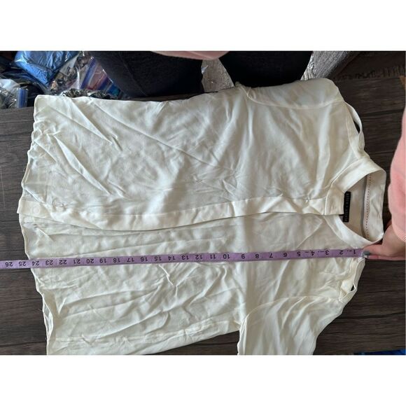 Alice+Olivia Employed Long Sleeve Stand-Up Collar White Button Down Blouse Sz S - Picture 10 of 11